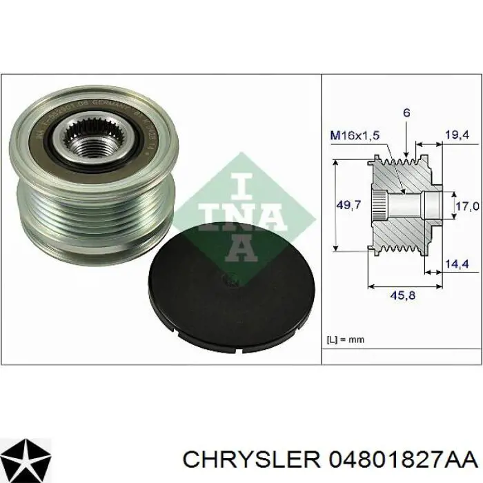 04801827AA Chrysler Генератор автомобильный
