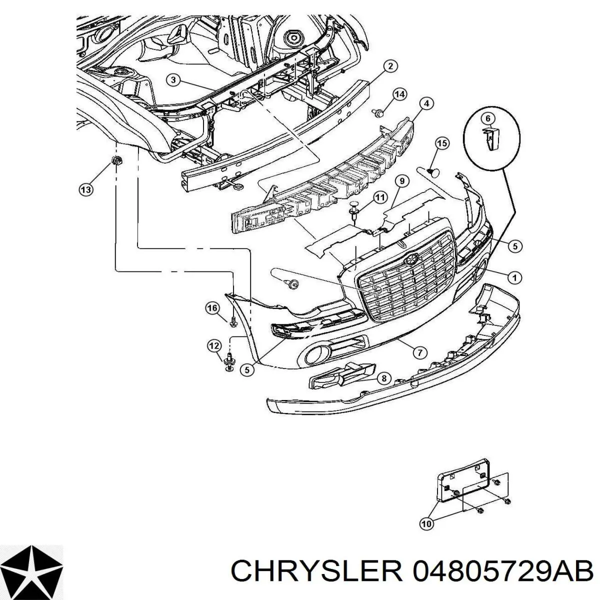 Абсорбер (наполнитель) бампера переднего на Chrysler 300 C 