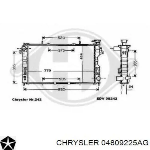 Радиатор 04809225AG Chrysler