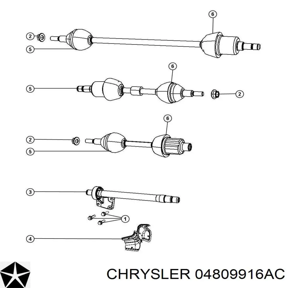 04809916AC Chrysler вал привода полуоси промежуточный