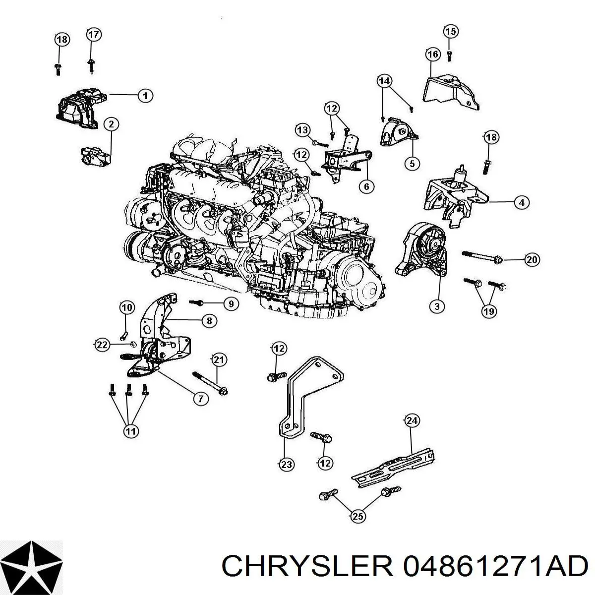 04861271AD Chrysler подушка (опора двигателя правая)