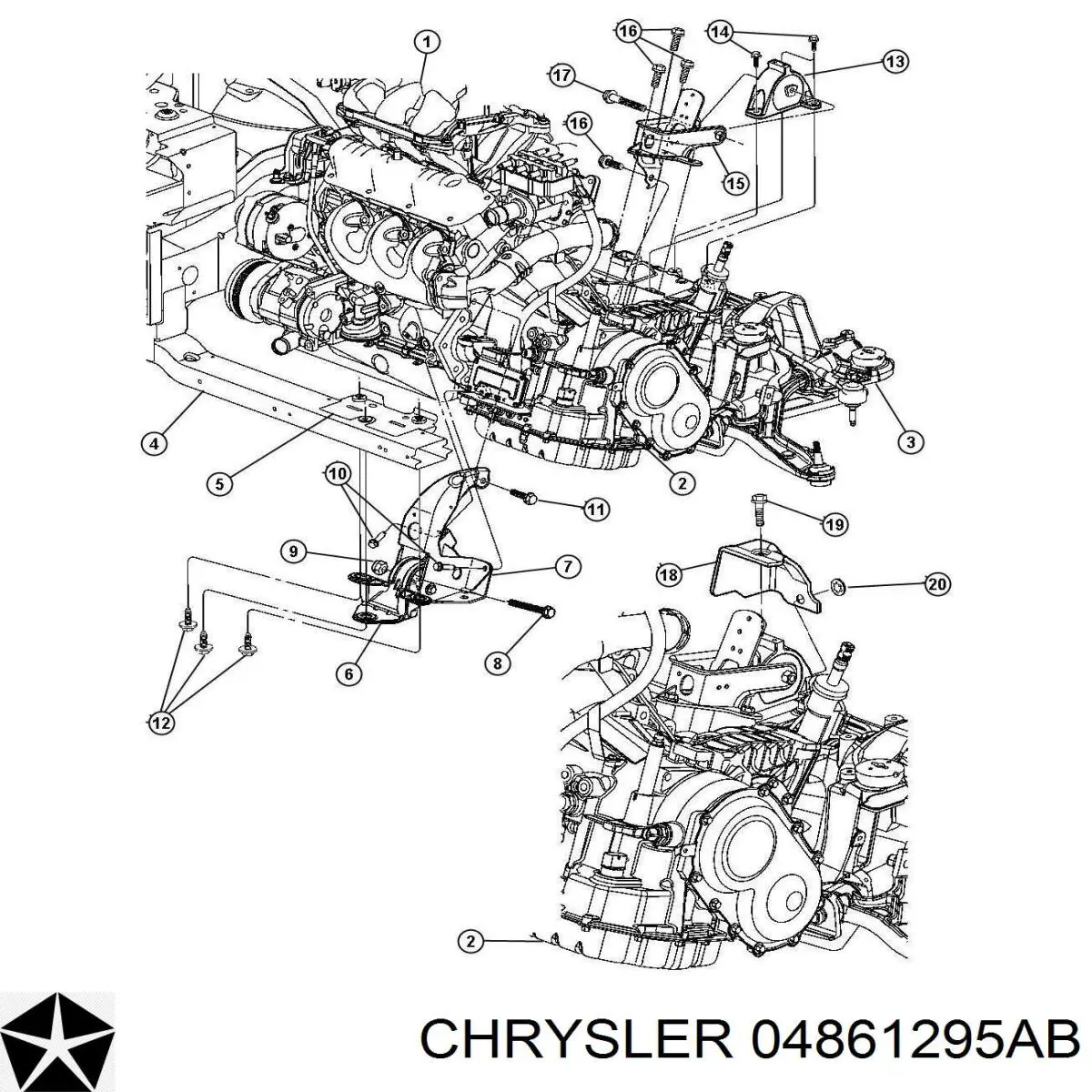 04861295AB Chrysler подушка (опора двигателя передняя)
