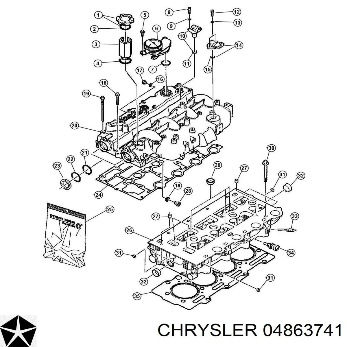 Разъем (фишка) подогрева топливного фильтра 04863741 Chrysler