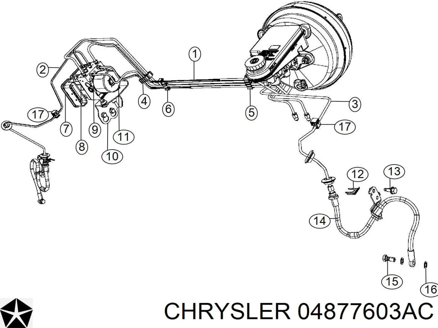 04877603AC Chrysler шланг тормозной передний левый