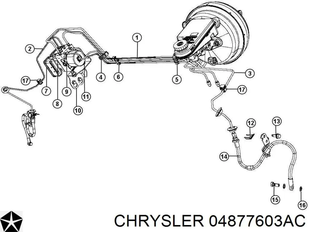 Купить 04877603AC Chrysler Шланг тормозной передний левый