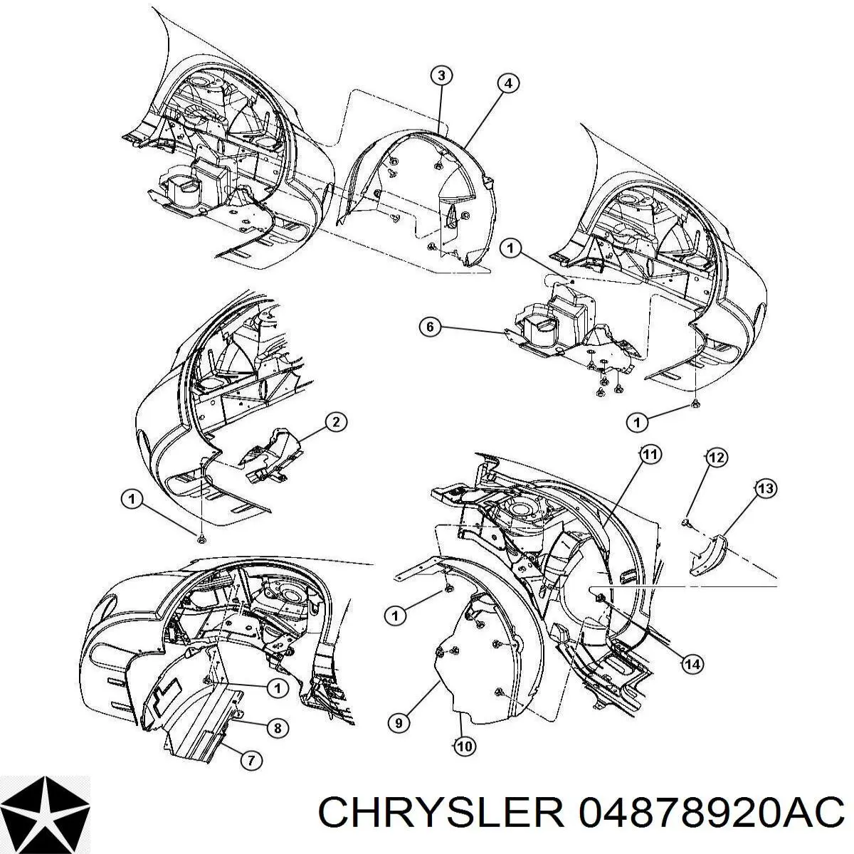 Купить 04878920AC Chrysler Подкрылок передний правый