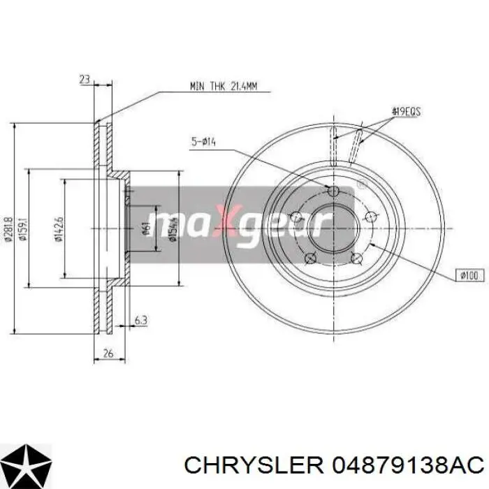 V5019138 Chrysler Диск тормозной передний