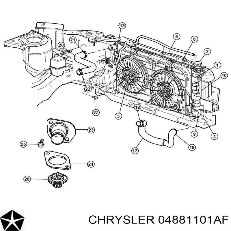 Шланг радиатора охлаждения Chrysler 04881101AF цена, от 30.31 USD