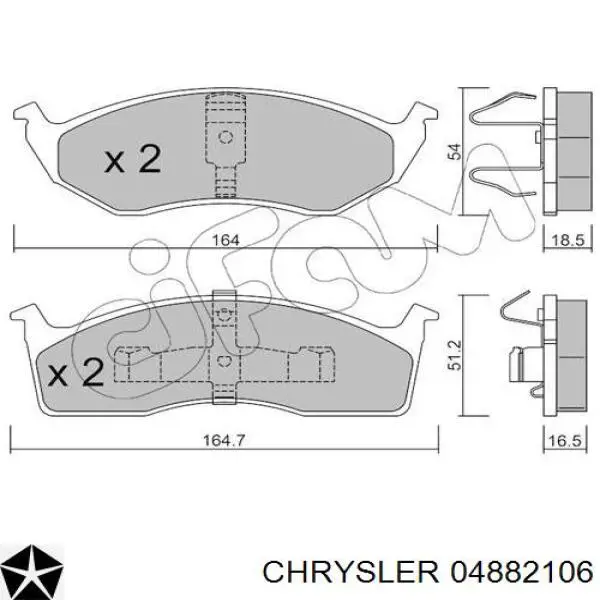 04882106 Chrysler колодки тормозные передние дисковые