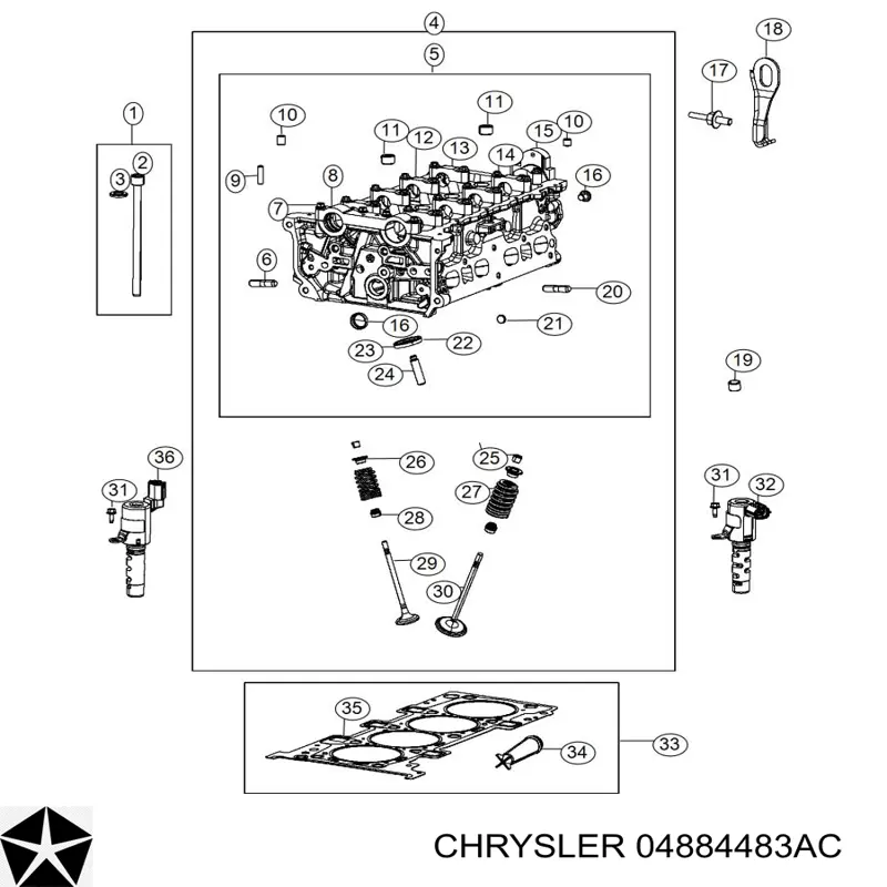 04884483AC Chrysler válvula eletromagnética de posição (de fases da árvore distribuidora)