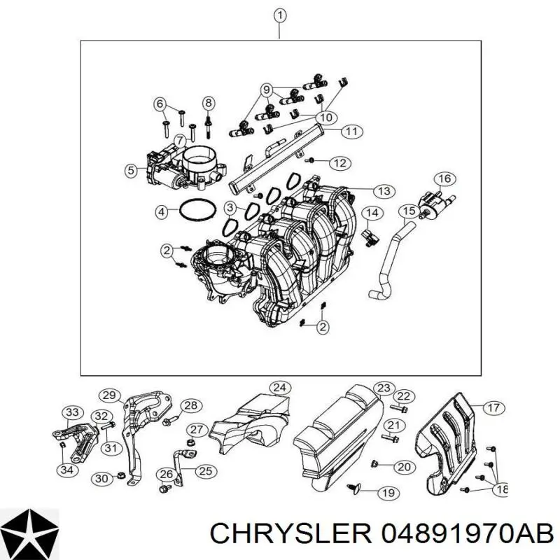 Купить 04891970AD Chrysler Блок дроссельной заслонки