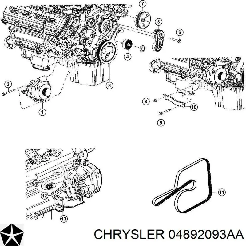 04892093AA Chrysler polia de bomba da direção hidrâulica assistida