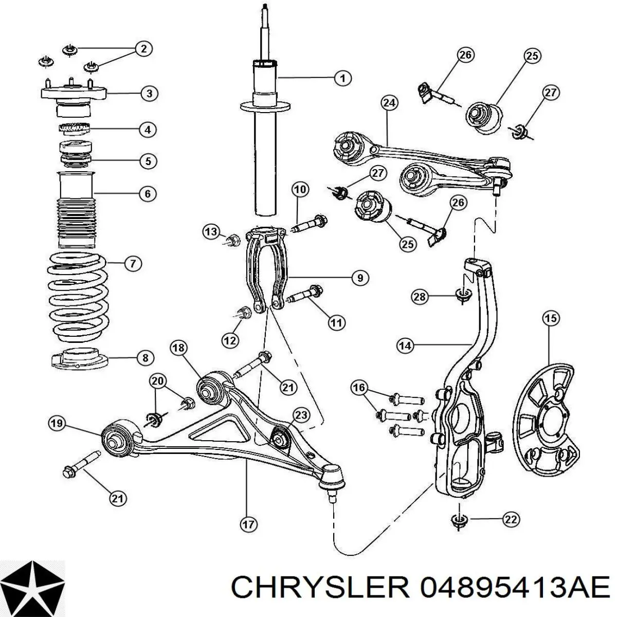 Опора амортизатора переднего левого K04895413AD Fiat/Alfa/Lancia