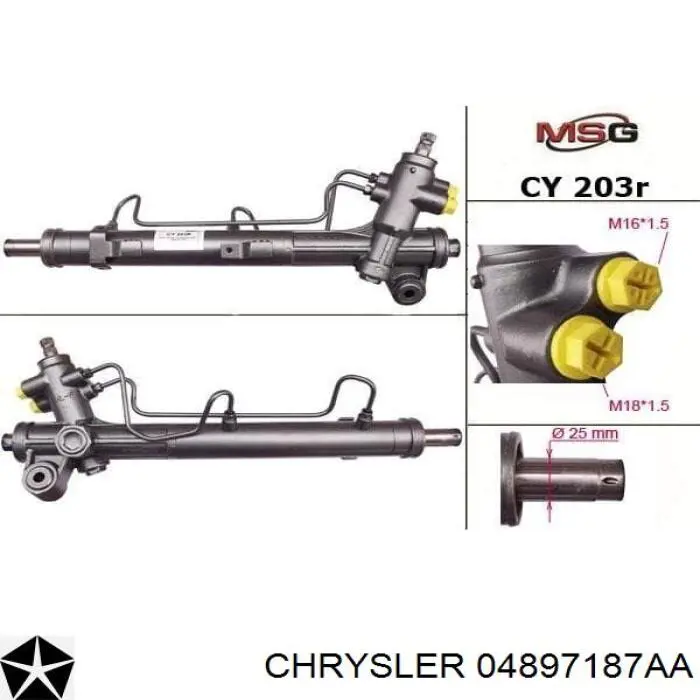 04897187AA Chrysler cremalheira da direção