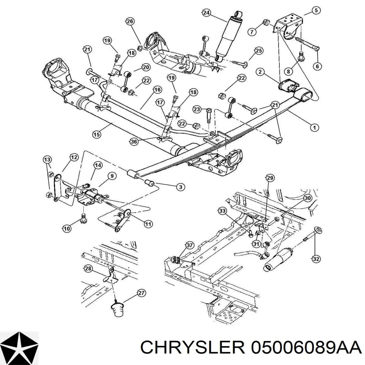 Купить 05006089AA Chrysler Кронштейн рессоры заднего моста