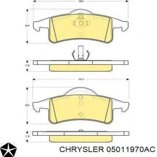 Задние тормозные колодки 05011970AC Chrysler