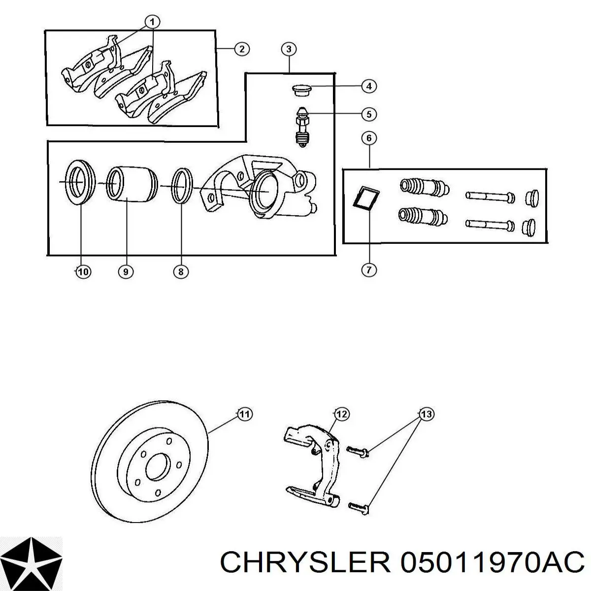 Задние тормозные колодки 05011970AC Chrysler