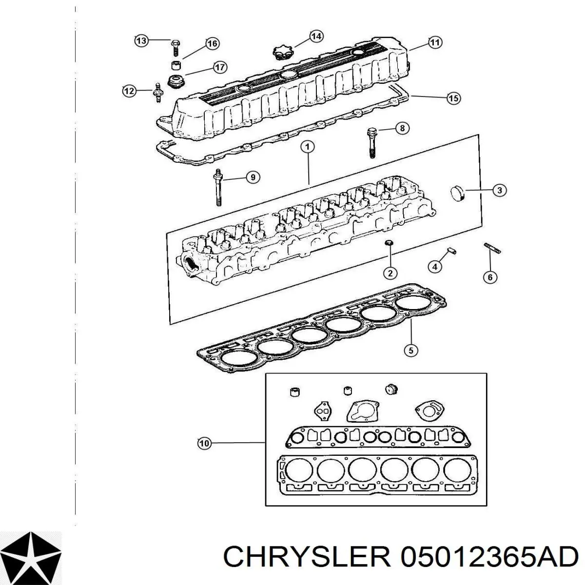 Верхний комплект прокладок двигателя 05012365AD Chrysler