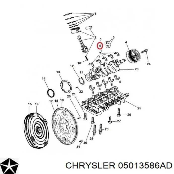Вкладыши коленвала коренные, стандарт (STD) Chrysler 5013586AB цена, от 60.81 USD