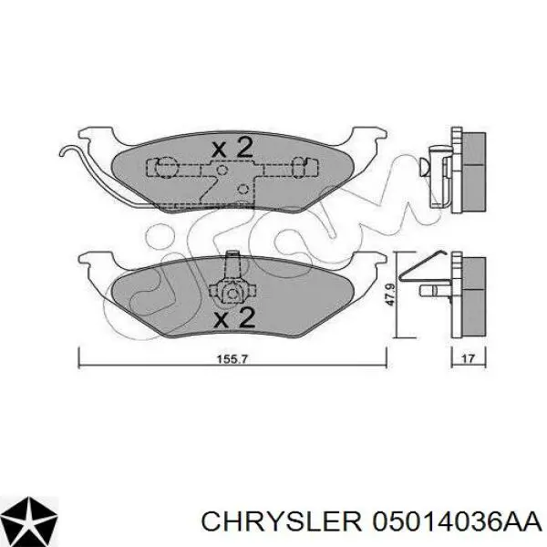 Задние дисковые колодки Chrysler 05014036AA