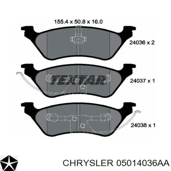 Купить 05014036AA Chrysler Колодки тормозные задние, дисковые