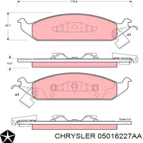 Купить 05016227AA Chrysler Колодки тормозные