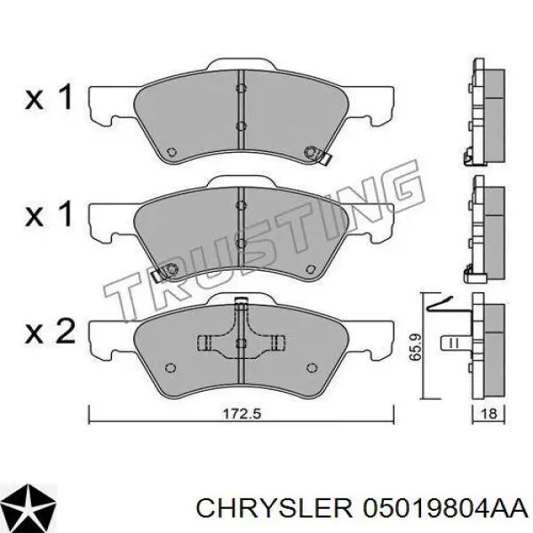 Купить 05019804AA Chrysler Колодки тормозные