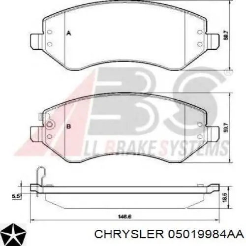 Колодки Chrysler 05019984AA цена, от 26.99 USD