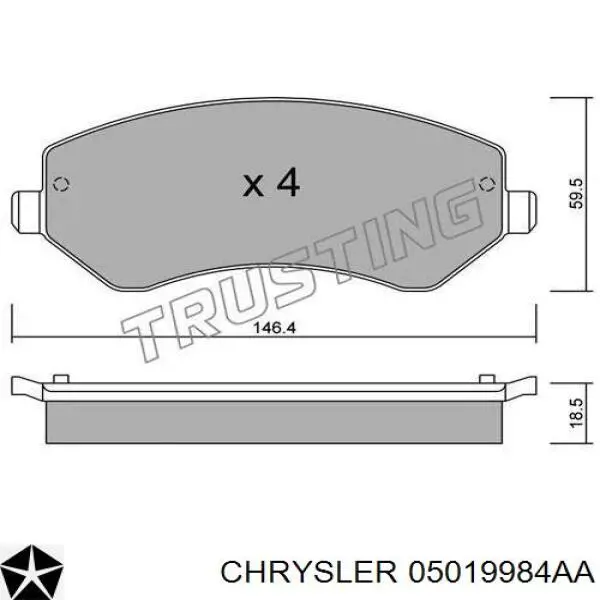 Купить 05019984AA Chrysler Колодки тормозные