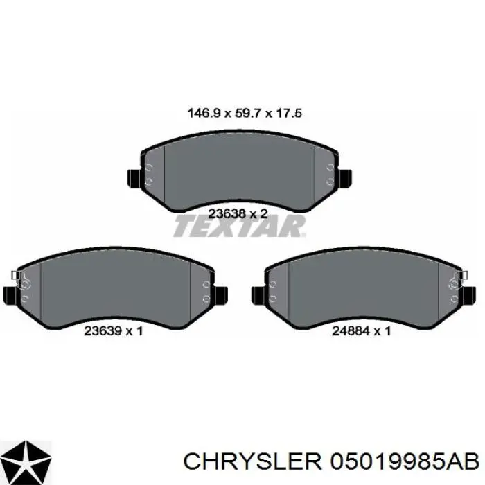 K05019985AB Fiat/Alfa/Lancia kit de molas de fixação de sapatas de disco dianteiras