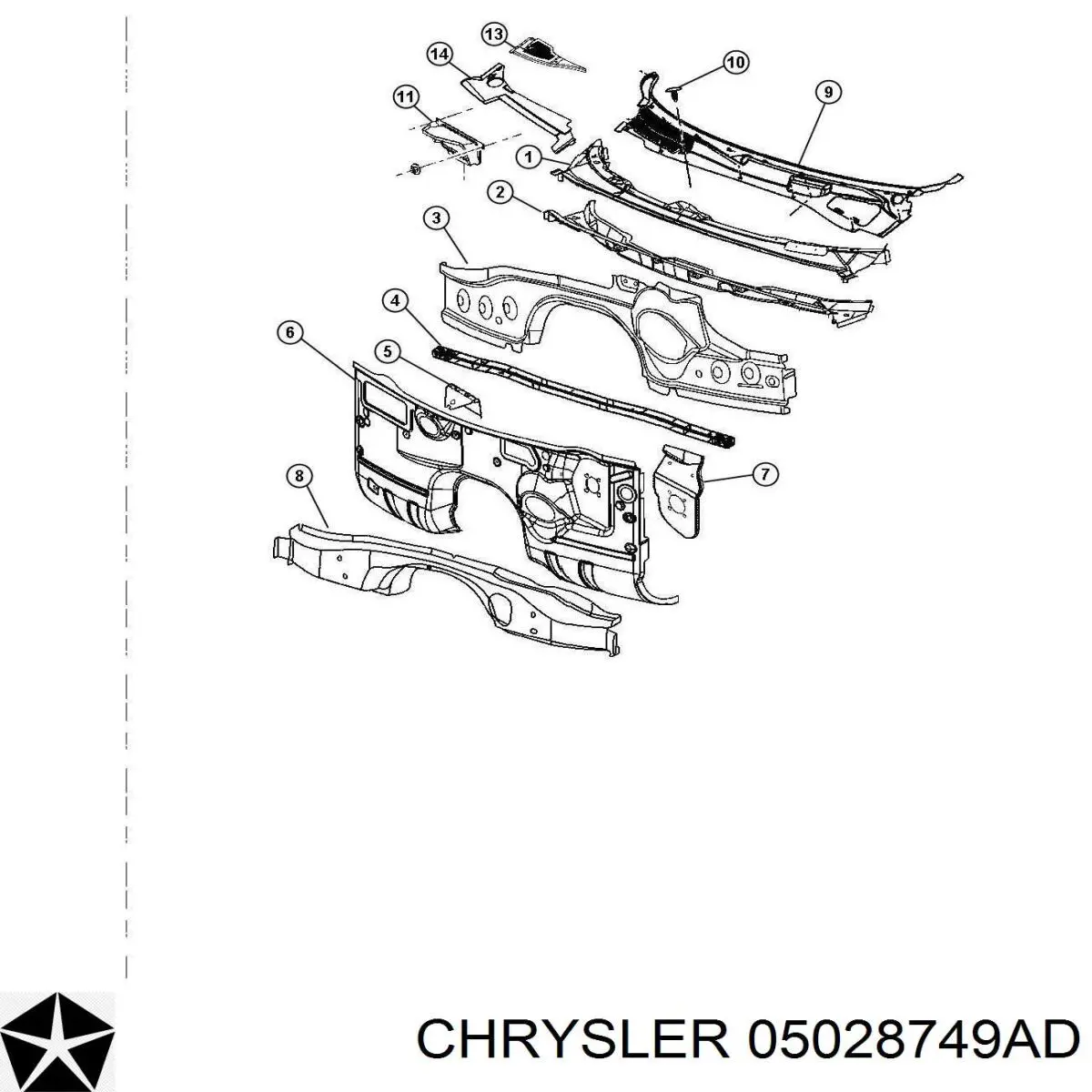 Воздуховод/дефлектор радиатора, верхний Chrysler 05028749AD цена, от 31.67 USD