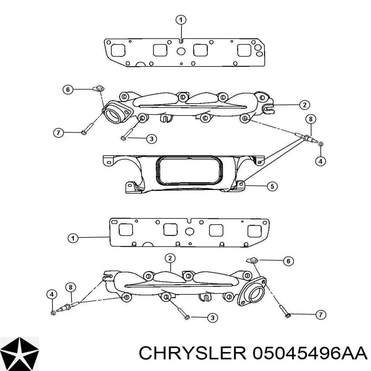 Прокладка выпускного коллектора правая на Chrysler Aspen 