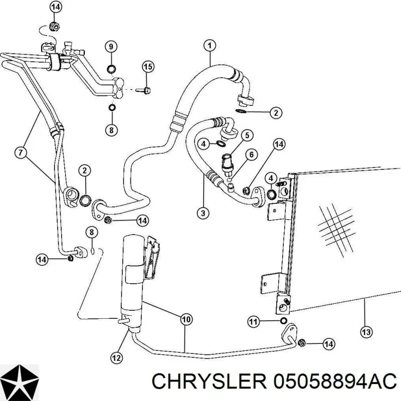 5058894AC Chrysler Шланг кондиционера, от испарителя к компрессору