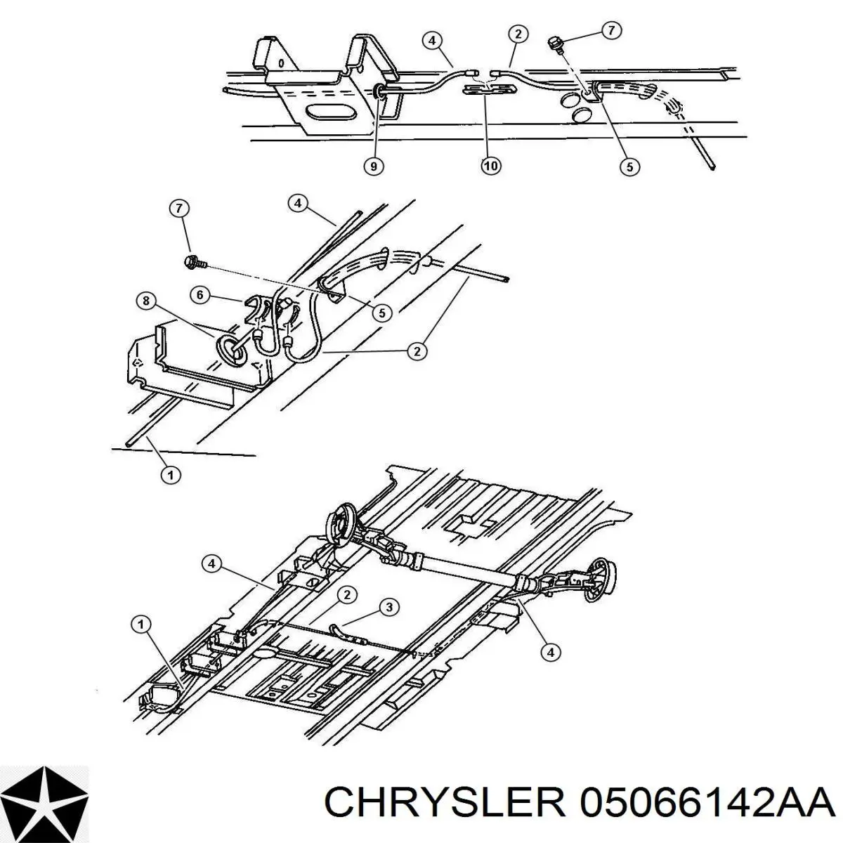 Трос ручного тормоза промежуточный 05066142AA Chrysler