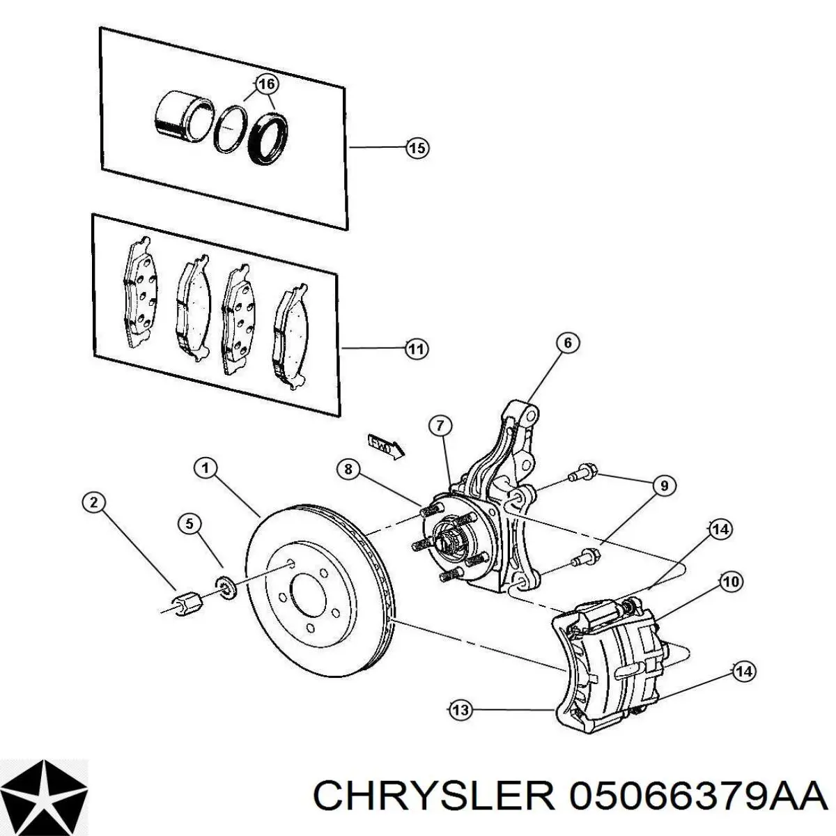 Ремкомплект переднего суппорта 05066379AA Chrysler