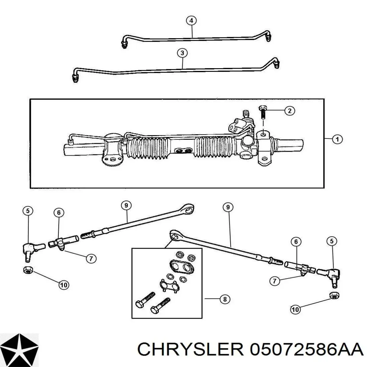 05072586AA Chrysler втулка (сайлентблок рулевой тяги)