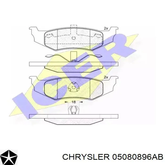 05080896AB Chrysler колодки тормозные задние дисковые