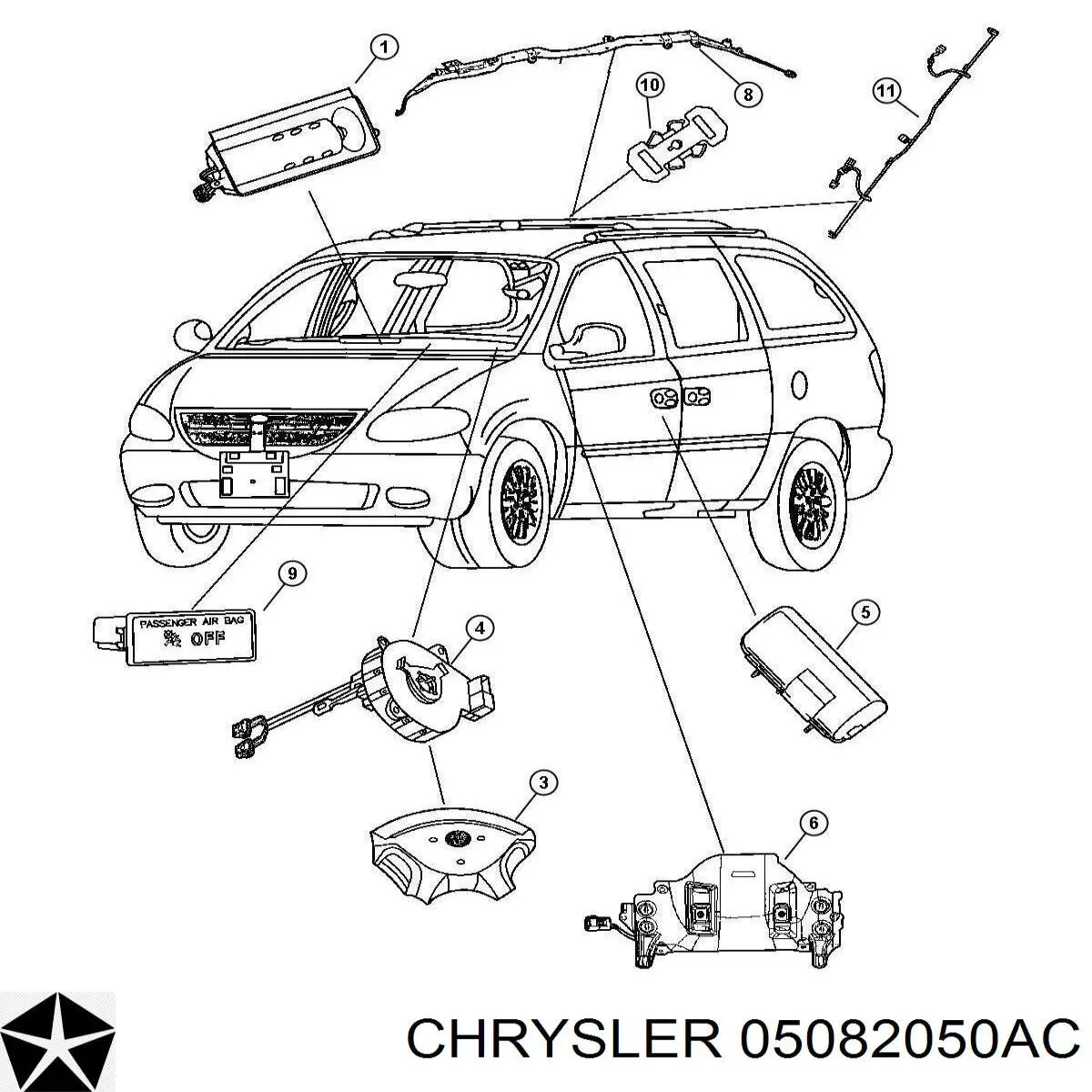 Купить 05082050AC Chrysler Шлейф Airbag