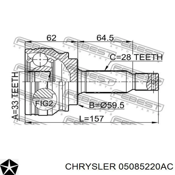 Привод передний левый Chrysler 05085220AC цена, от 114.02 USD