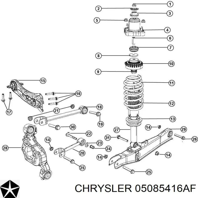 05085416AF Chrysler рычаг (тяга задней подвески продольный нижний правый)