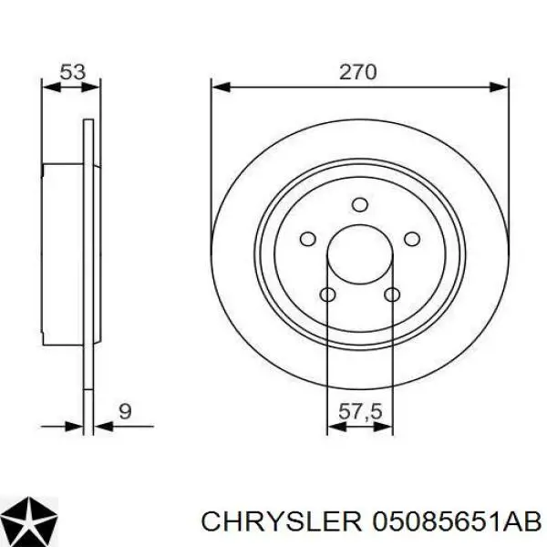 Тормозные диски 05085651AB Chrysler