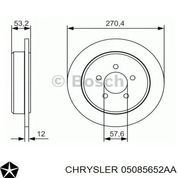 05085652AA Chrysler Дисковый тормоз