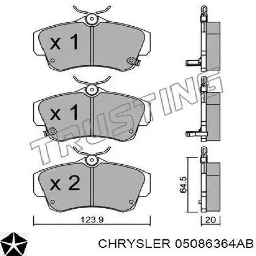 Купить 05086364AB Chrysler Колодки тормозные