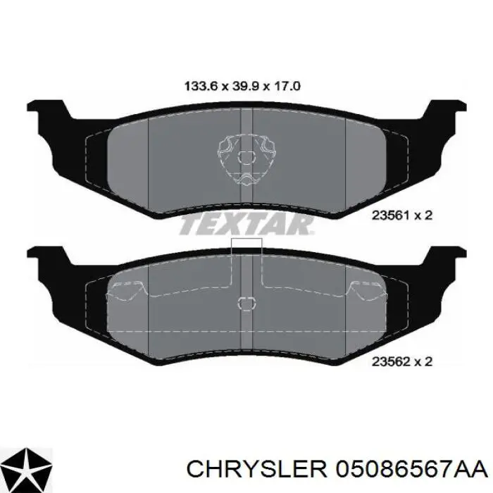Колодки дисковые  Chrysler 05086567AA цена, от 21.73 USD