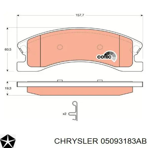 05093183AB Chrysler колодки тормозные передние дисковые