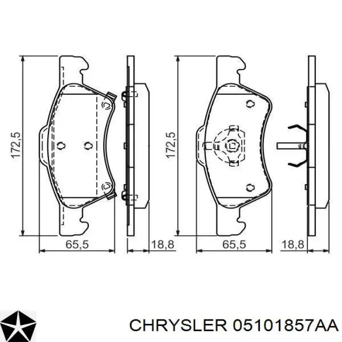 Передние тормозные колодки 05101857AA Chrysler