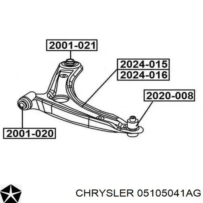 Рычаг передней подвески нижний левый 05105041AG Chrysler