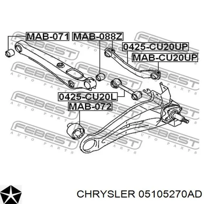05105270AD Chrysler barra transversal de suspensão traseira