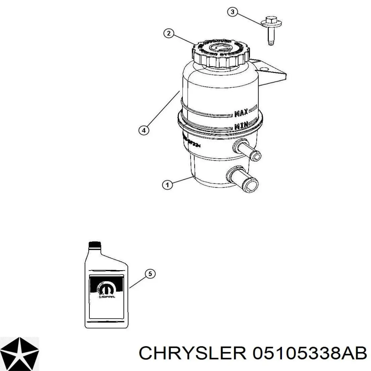 K05105338AB Fiat/Alfa/Lancia tanque de bomba da direção hidrâulica assistida