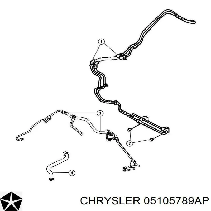 Шланг ГУР низкого давления, от рейки (механизма) к радиатору Chrysler 05105789AP